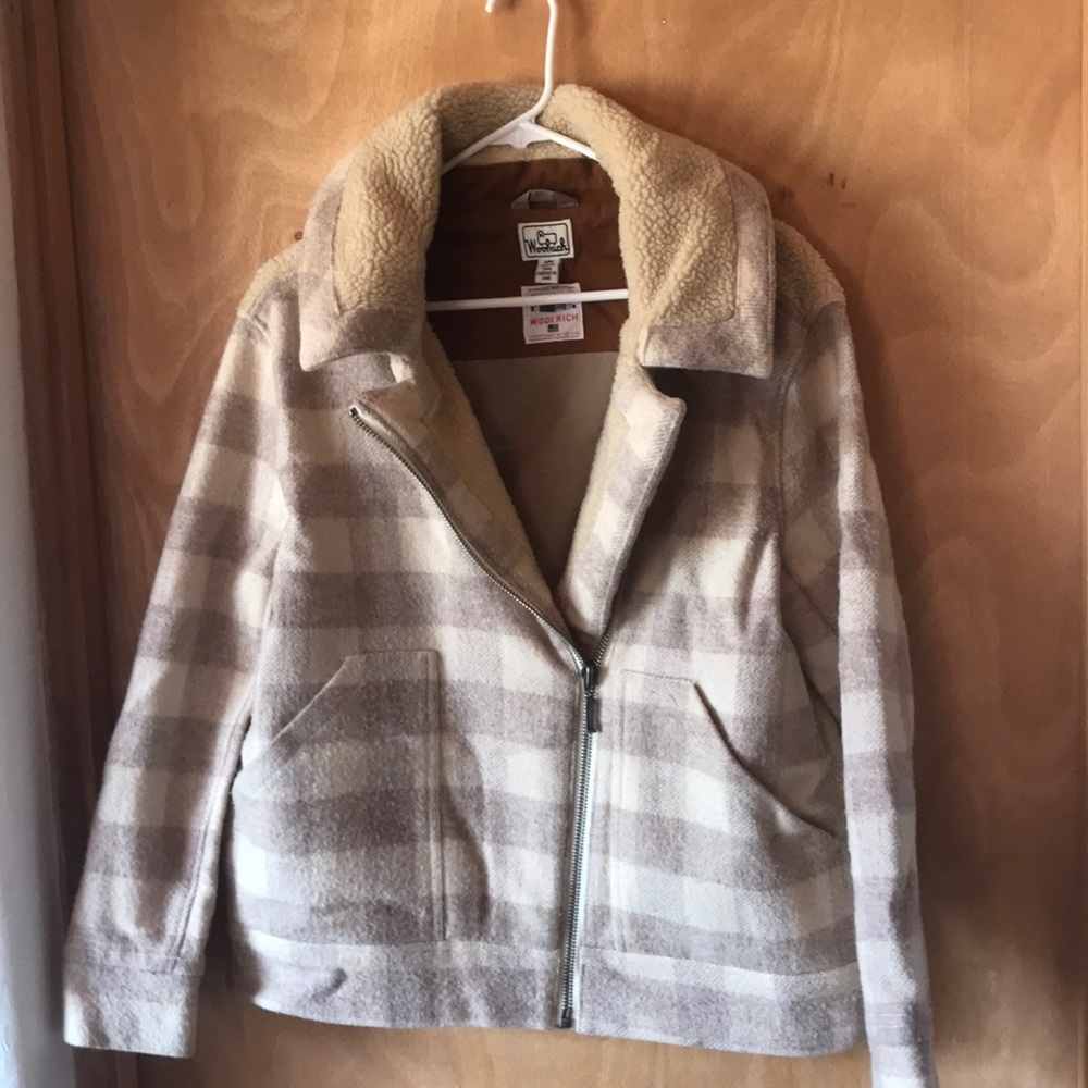 Woolrich wool and Sherpa Moto style jacket size m